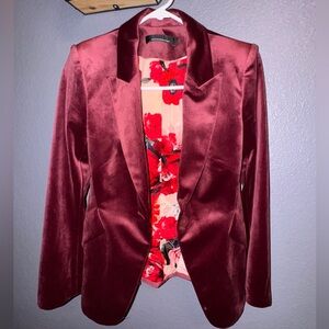 White House Black Market Burgundy Velvet Blazer